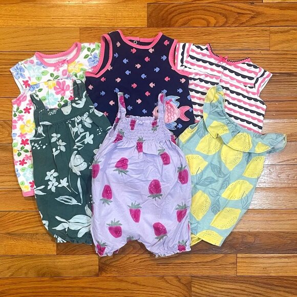 Girls 9 Month Romper 6-Piece Lot - Picture 1 of 13